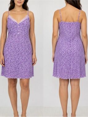 Motel Rocks Yuki Floral Lace-Trim Slip Dress - XL